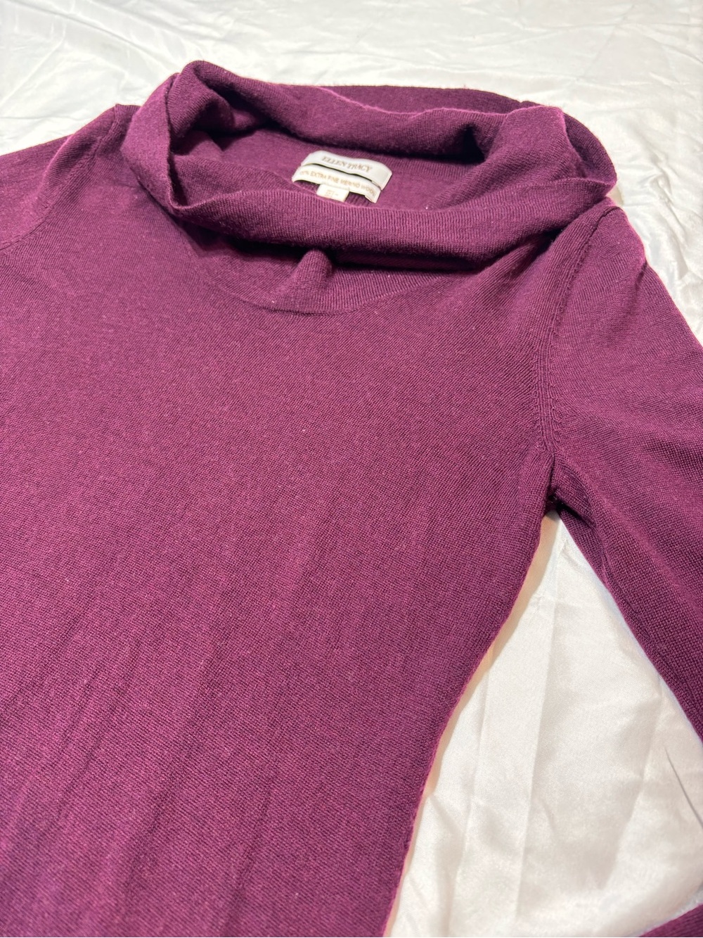 Ellen Tracy Purple Merino Wool Knit Sweater Size Large Oversized Collar